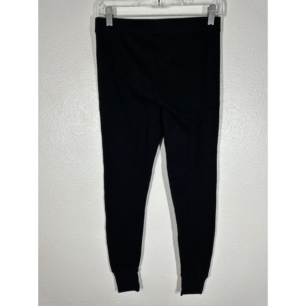 Old Navy Thermal Pants Mens Medium Black Waffle Knit‎ Button Fly Base Layer